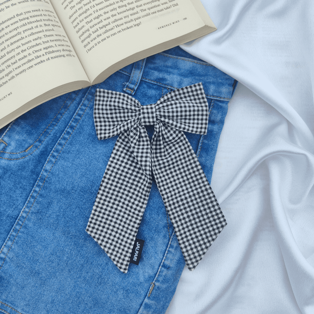 SAILOR BOW | BLACK AND WHITE GINGHAM | COTTON FABRIC