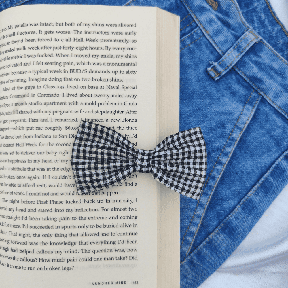 MINI BOW | BLACK AND WHITE GINGHAM | COTTON FABRIC