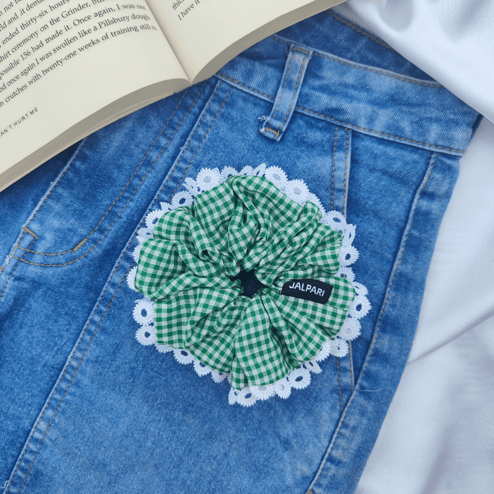 GREEN AND WHITE GINGHAM COMBO | PACK OF 3 | COTTON FABRIC