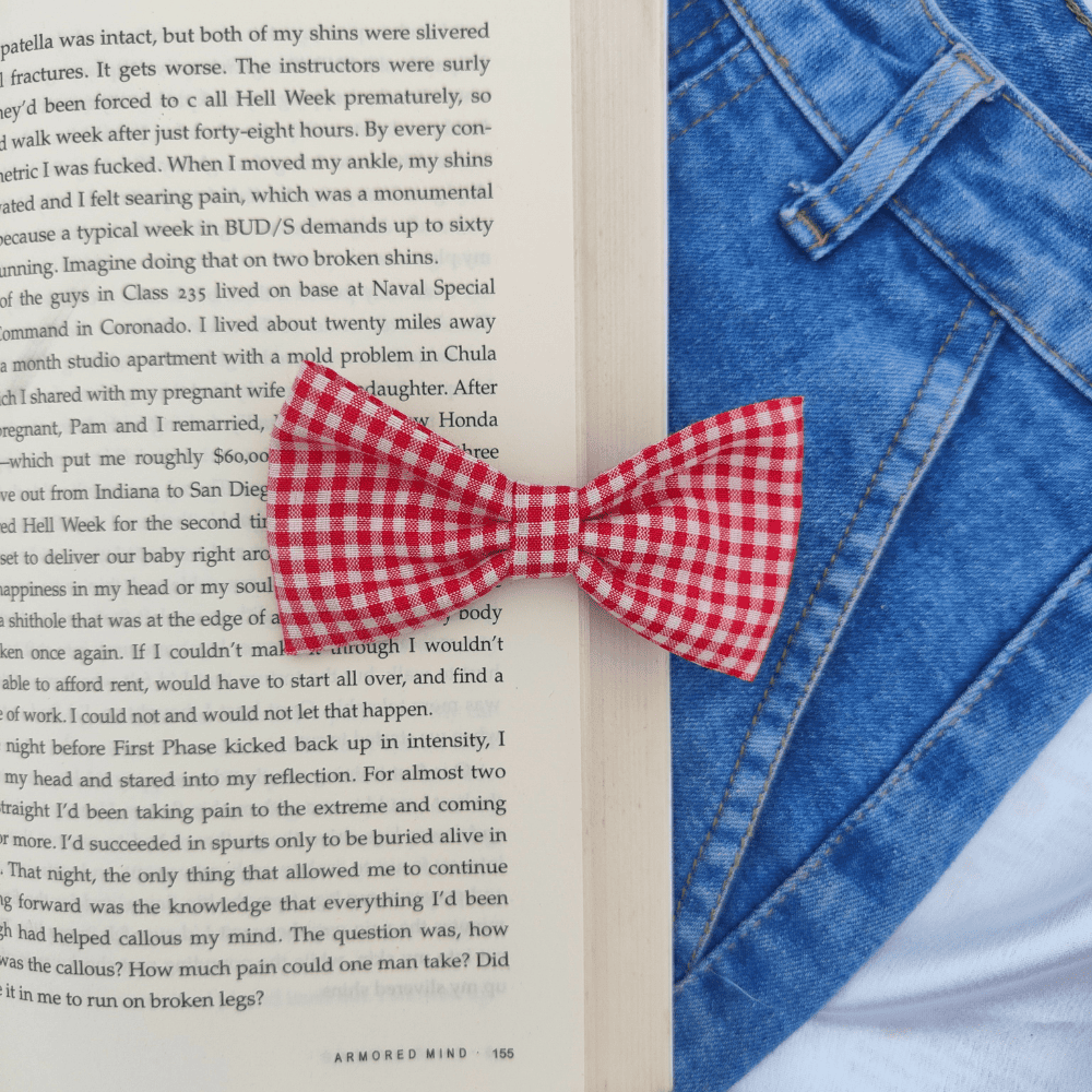 MINI BOW | RED AND WHITE GINGHAM | COTTON FABRIC
