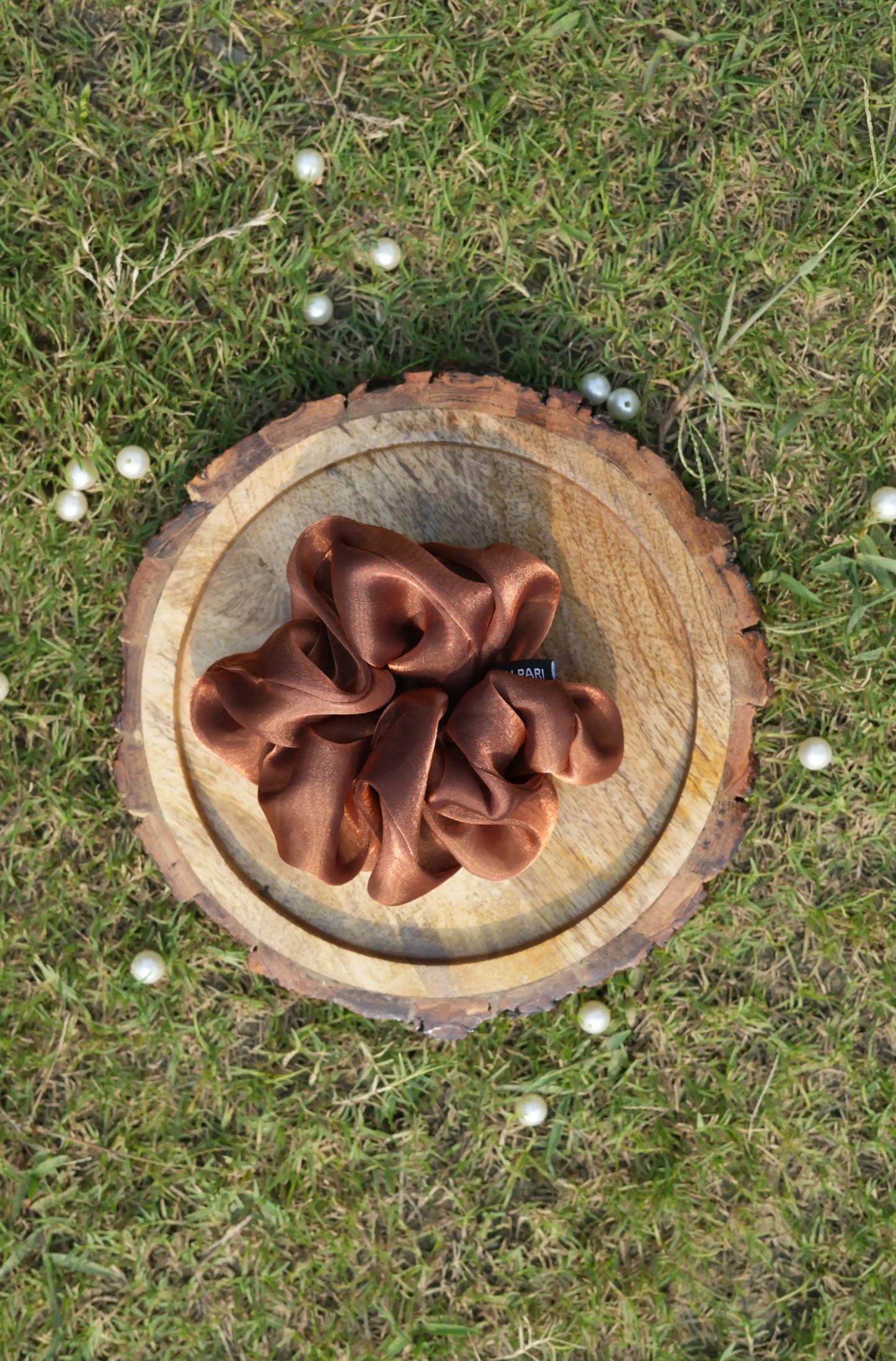 SCRUNCHIE | METALLIC BRONZE COLOUR | JIMMY CHOO FABRIC