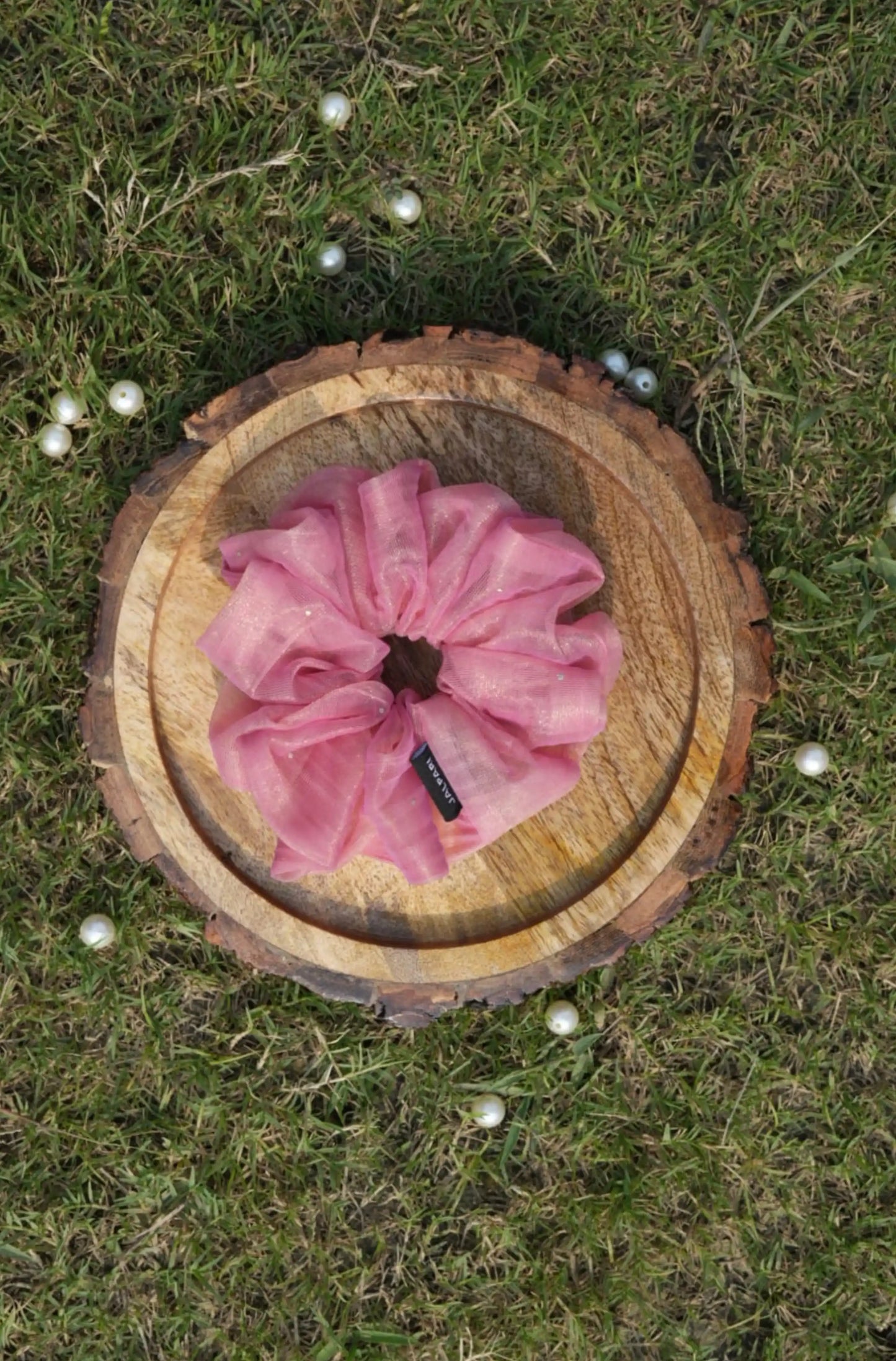 SCRUNCHIE | SALMON PINK COLOUR | ORGANZA FABRIC