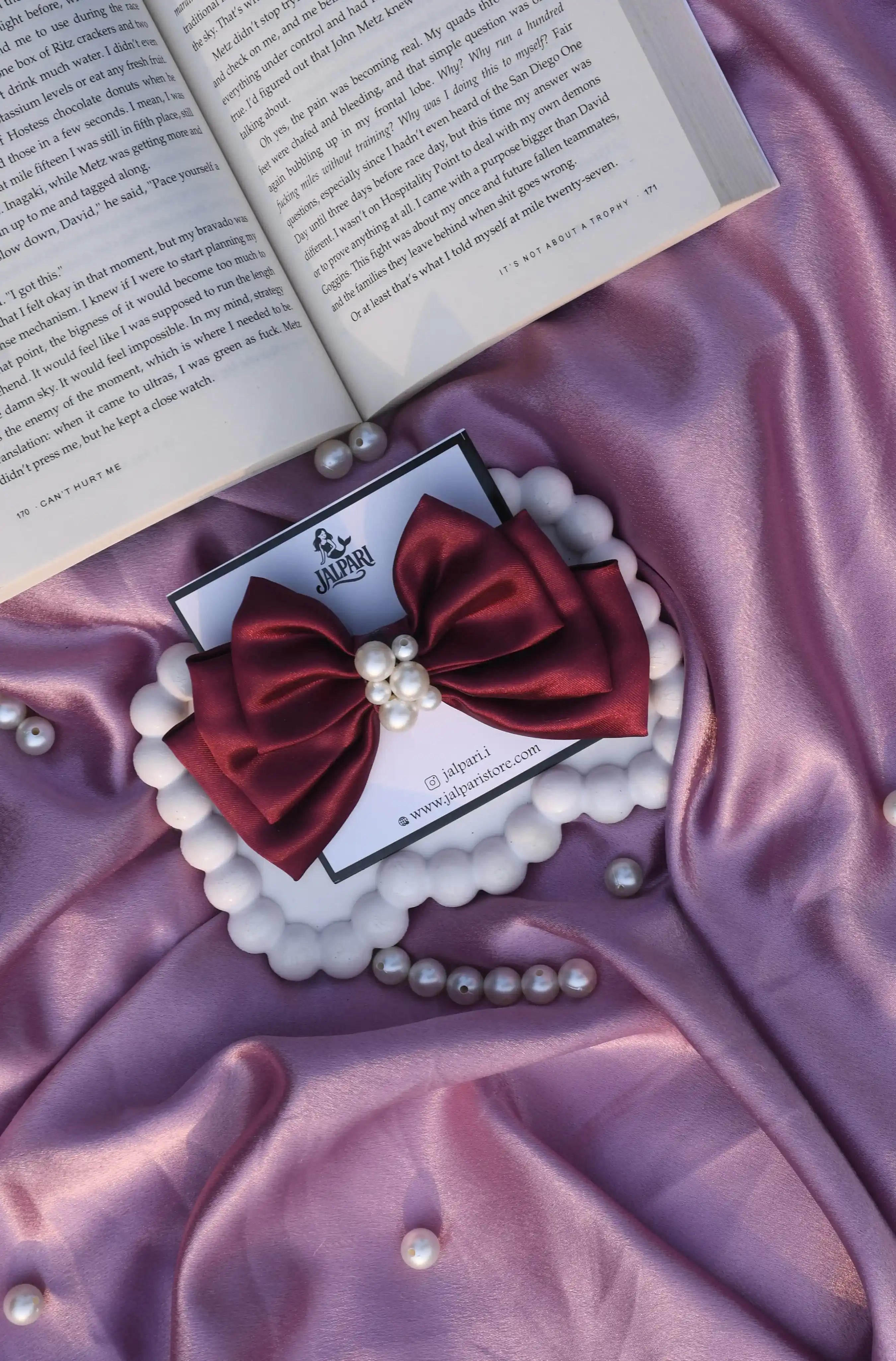 TRIPLE-LAYER-BOW-MAROON-SATIN-FABRIC