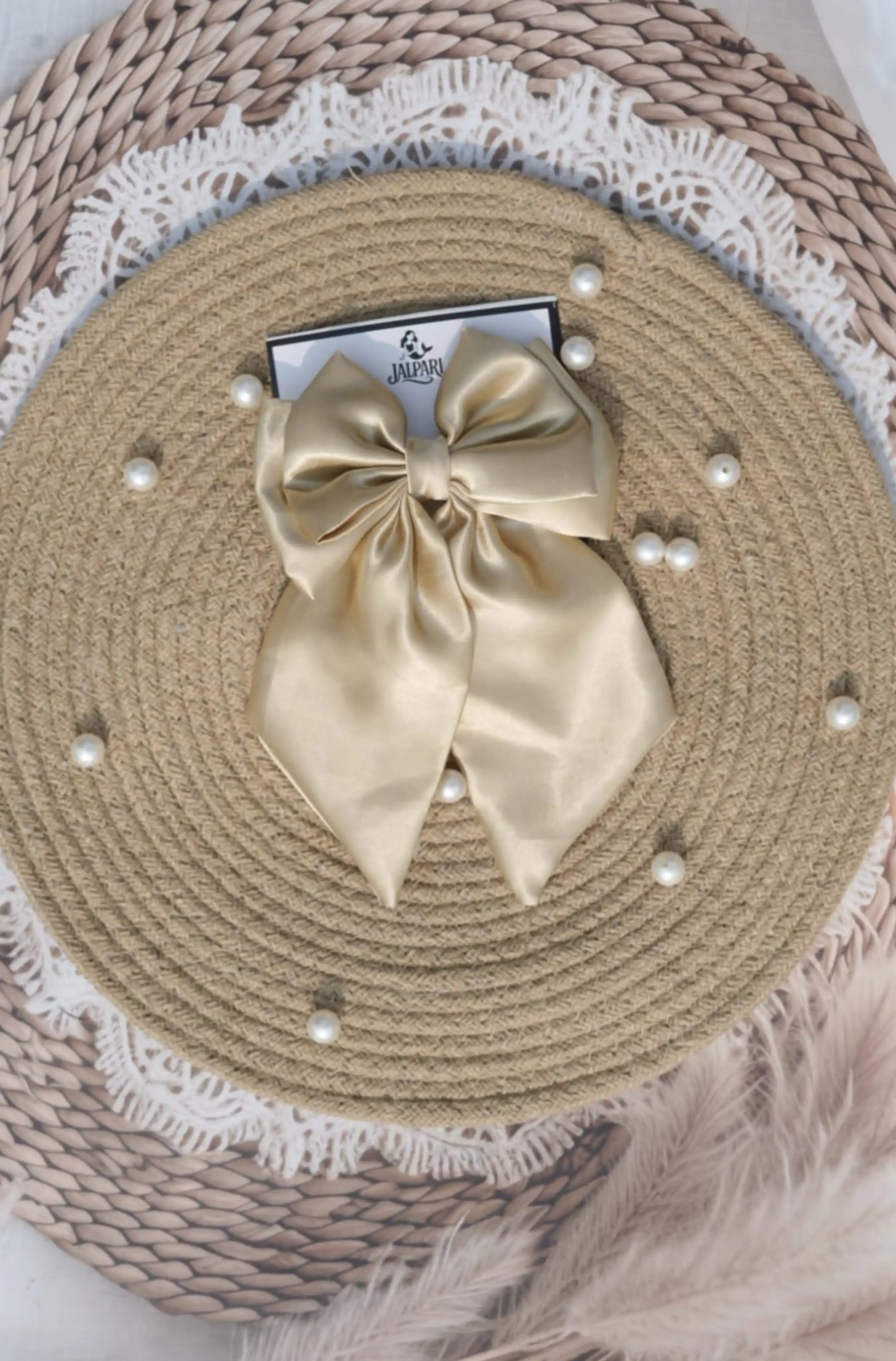 BIGGIE BOWS GOLDEN SATIN FABRIC