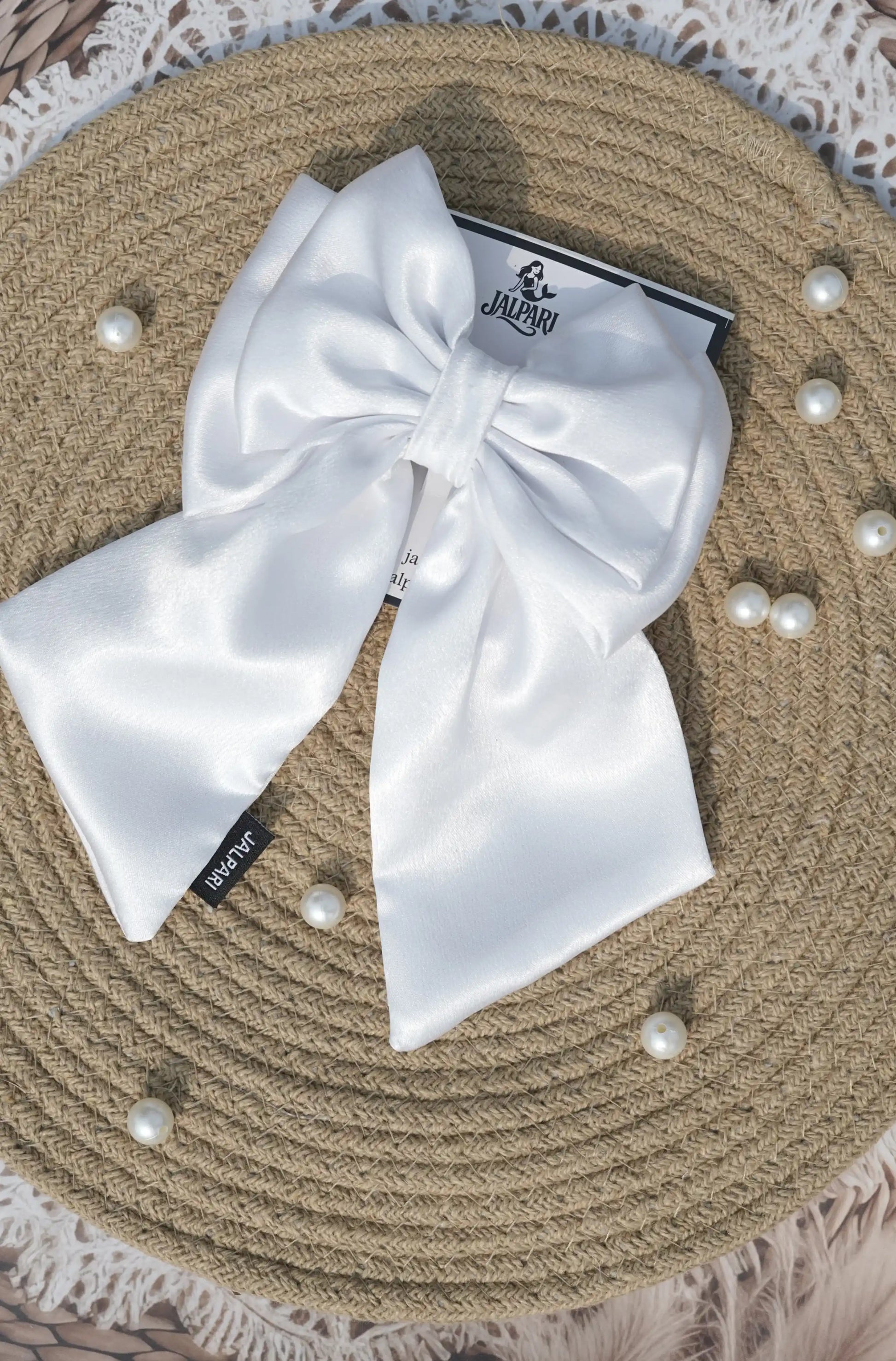 BIGGIE BOWS WHITE SATIN FABRIC