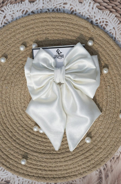 BIGGIE BOWS OFFWHITE SATIN FABRIC