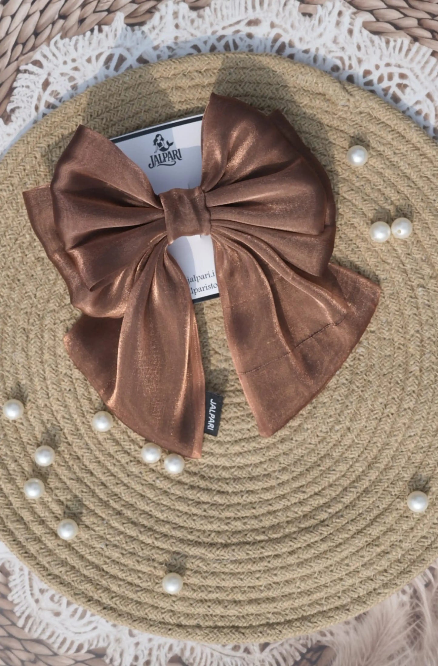 BIGGIE BOWS  BROWN JIMMY CHOO FABRIC 