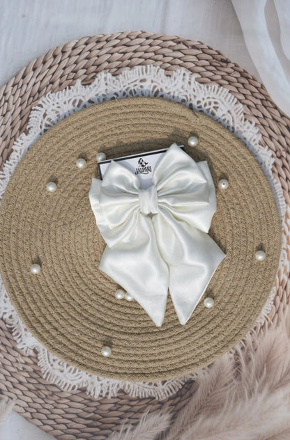 BIGGIE BOWS OFFWHITE SATIN FABRIC