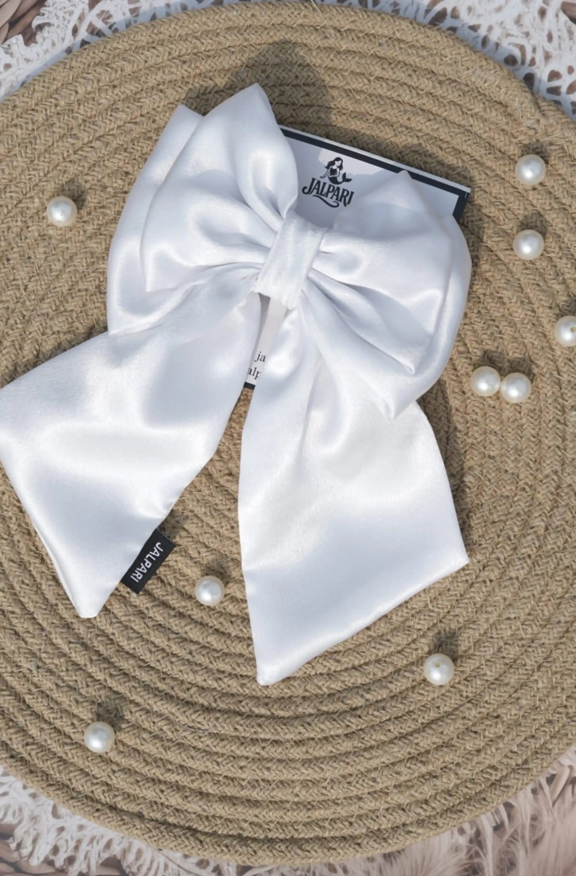BIGGIE BOWS WHITE SATIN FABRIC