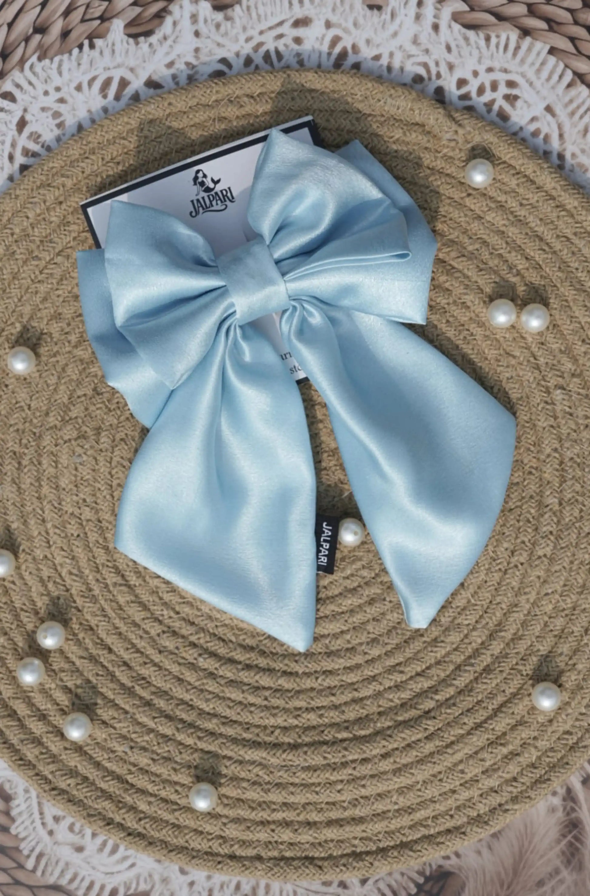 BIGGIE BOWS SKYBLUE SATIN FABRIC