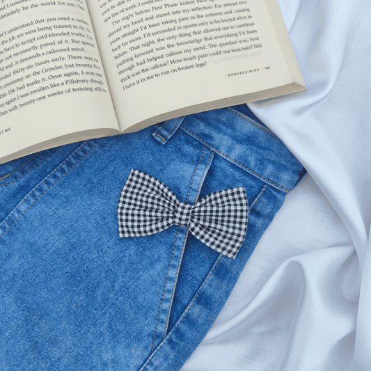 MINI BOW | BLACK AND WHITE GINGHAM | COTTON FABRIC