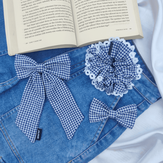 BLUE AND WHITE GINGHAM COMBO | PACK OF 3 | COTTON FABRIC