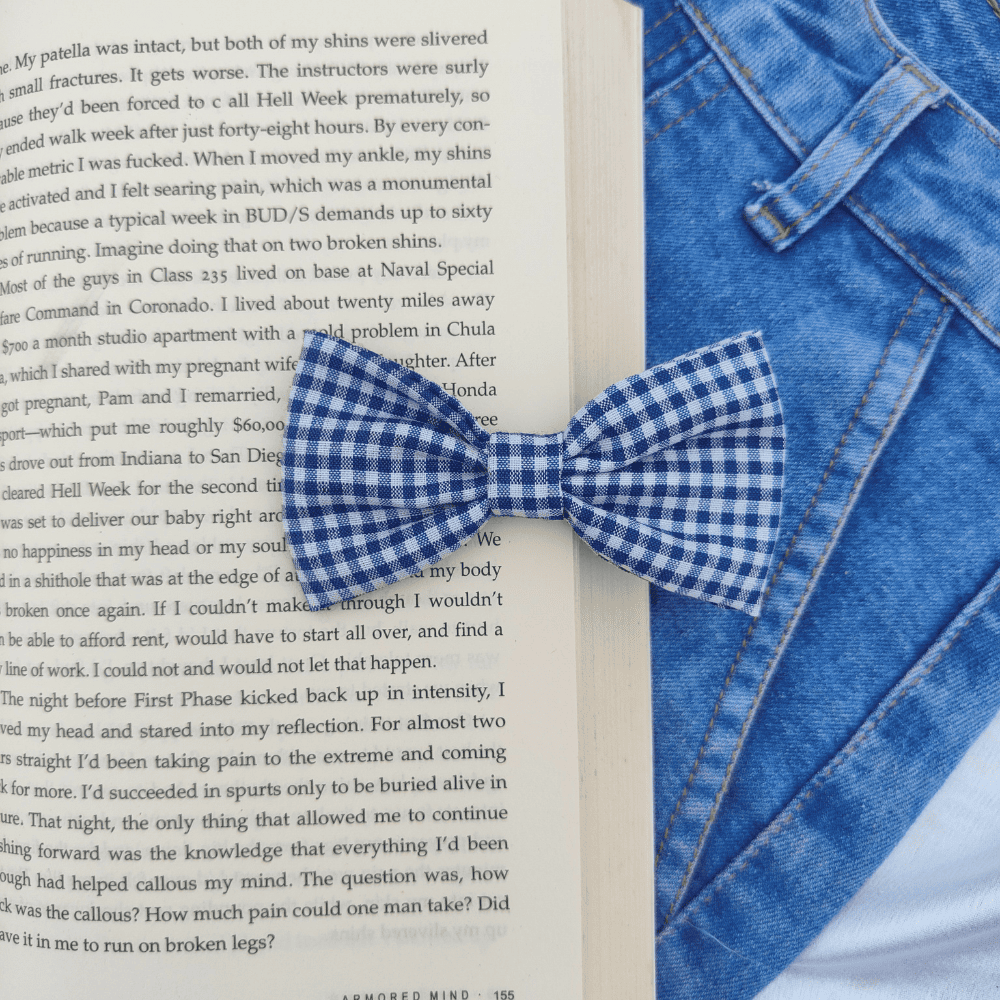 MINI BOW | BLUE AND WHITE GINGHAM | COTTON FABRIC