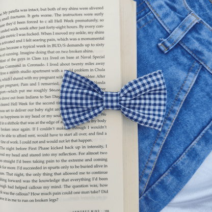 MINI BOW | BLUE AND WHITE GINGHAM | COTTON FABRIC