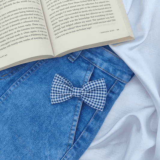 MINI BOW | BLUE AND WHITE GINGHAM | COTTON FABRIC