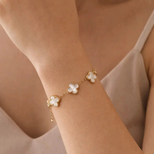 WHITE CLOVER CHAIN BRACELET | JP-CB-0018 | ANTI-TARNISH