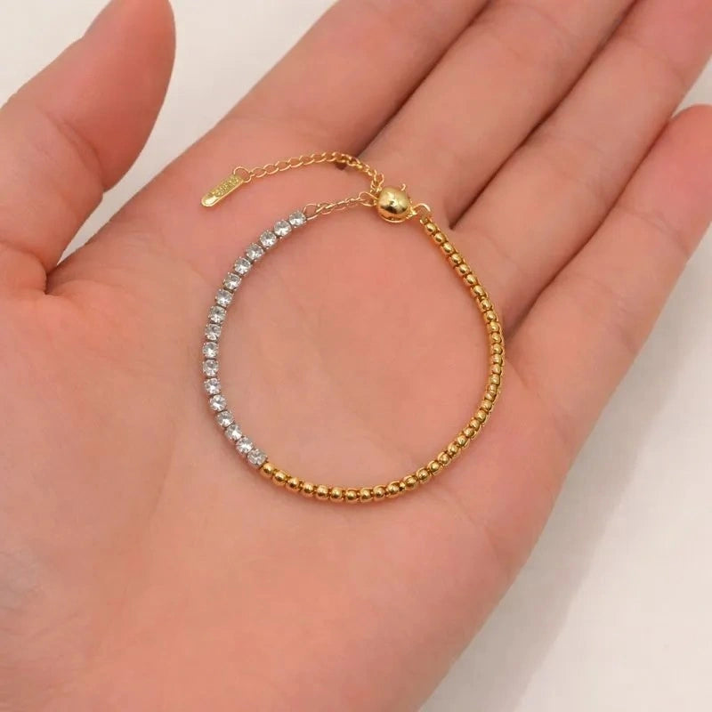 CRYSTAL BEAD CHAIN BRACELET | JP-CB-0016 | ANTI-TARNISH