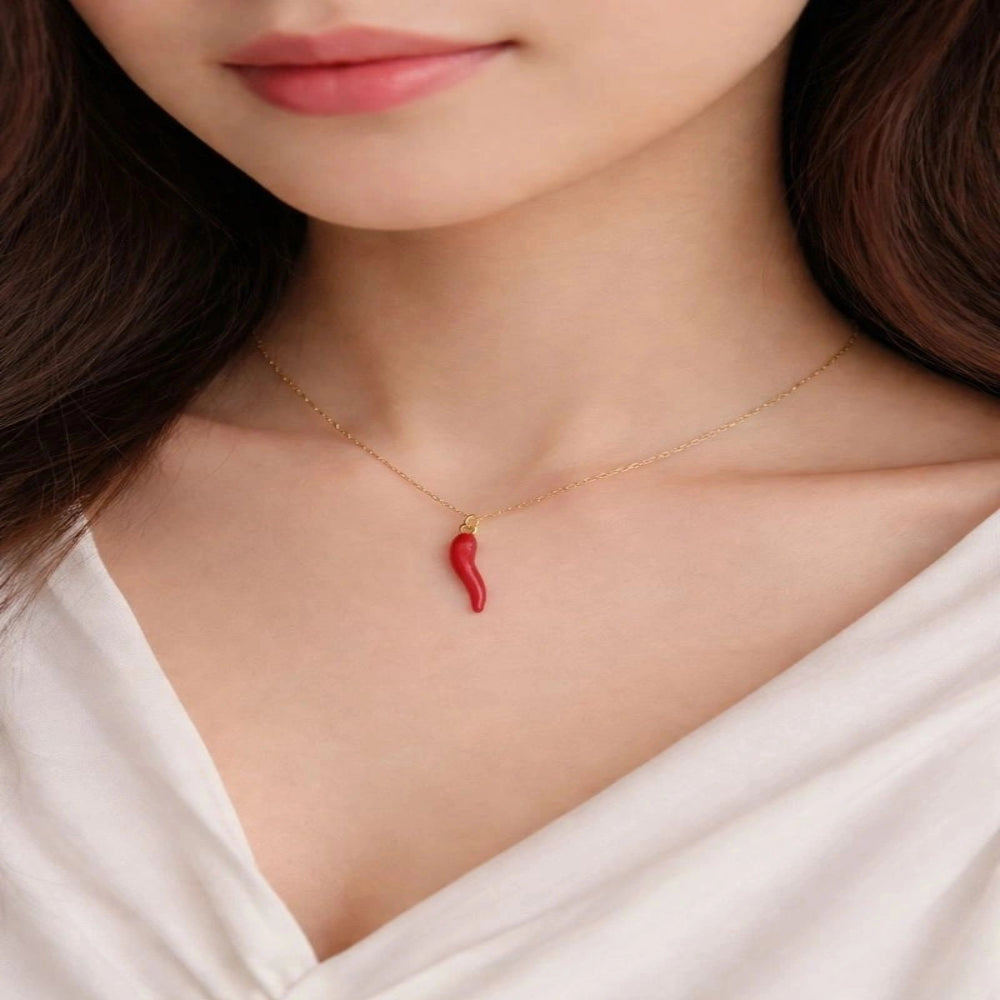 RED MIRCHI ENAMEL NECKLACE | JP-NK-0016 | ANTI TARNISH | JALPARI