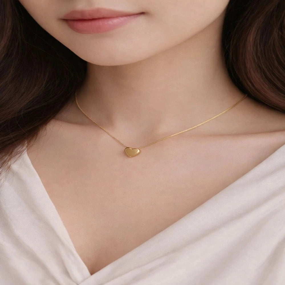 PUFF HEART NECKLACE | JP-NK-0017 | ANTI TARNISH | JALPARI