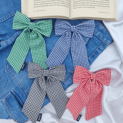 SALIOR BOWS | GINGHAM CHECK PRINTS | PACK OF 4| COTTON FABRIC