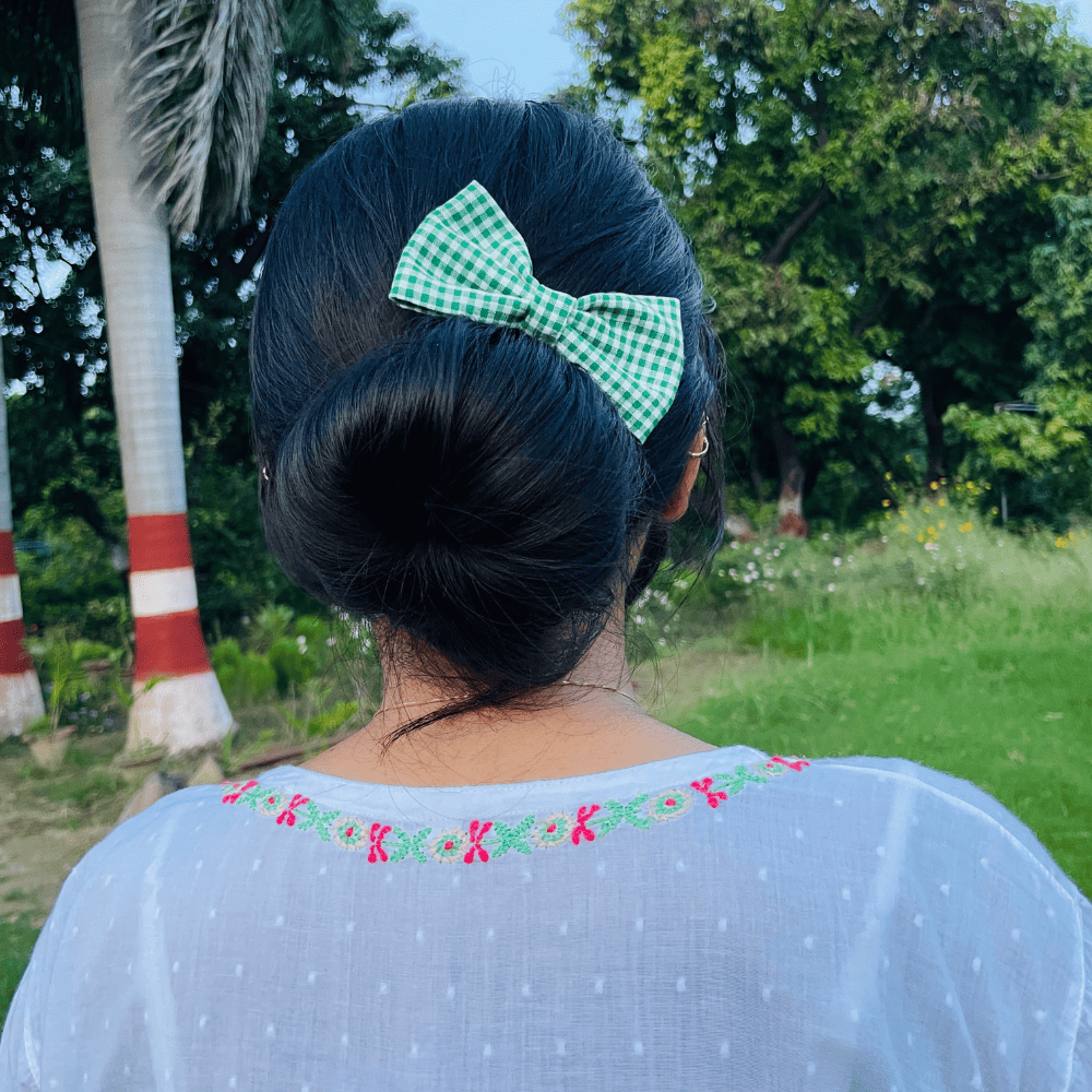 MINI BOWS | GINGHAM CHECK PRINTS | PACK OF 4 | COTTON FABRIC
