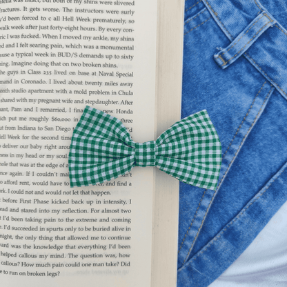 MINI BOW | GREEN AND WHITE GINGHAM | COTTON FABRIC