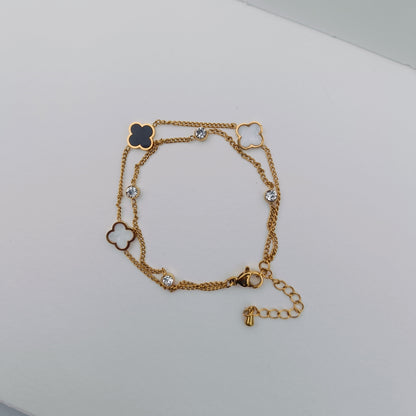 CLOVER CHARM DOUBLE CHAIN BRACELET
