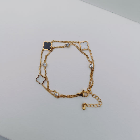 CLOVER CHARM DOUBLE CHAIN BRACELET