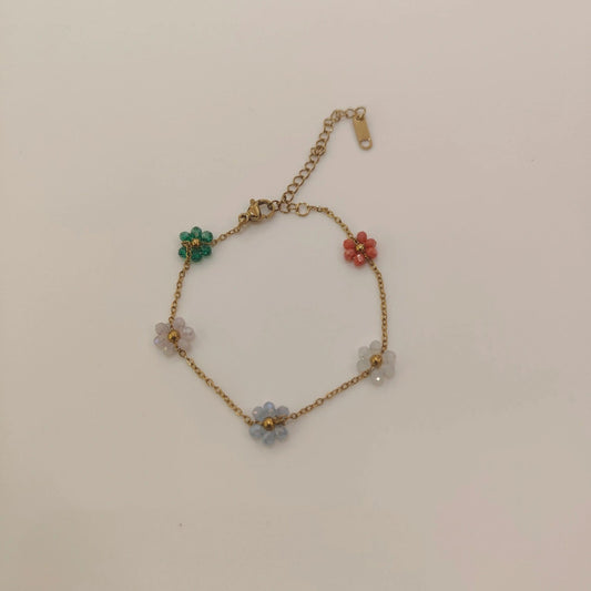 PASTEL BLOOM FLORAL CHAIN BRACELET | JP-CB-0006 | ANTI-TARNISH