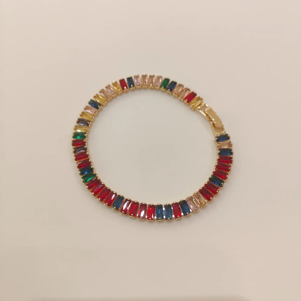 RAINBOW BAGUETTE TENNIS BRACELET | JP-CB-0011 | ANTI-TARNISH