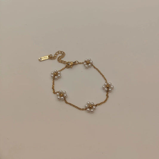 PEARL BLOOM FLORAL CHAIN BRACELET | JP-CB-0015 | ANTI-TARNISH
