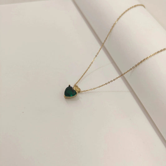 GREEN HEART CRYSTAL NECKLACE | JP-NK-0018 | ANTI TARNISH | JALPARI