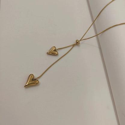ADJUSTABLE DUAL HEART LARIAT NECKLACE | JP-NK-0020 | ANTI TARNISH | JALPARI