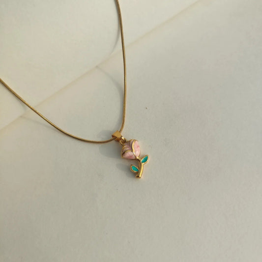 OVAL ROSE CHARM NECKLACE | JP-NK-0021 | ANTI TARNISH | JALPARI