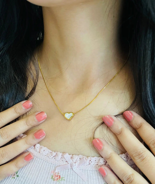 MINI ENAMEL HEART CHARM NECKLACE | JP-NK-0001 | ANTI TARNISH | HEART PENDANT | JALPARI