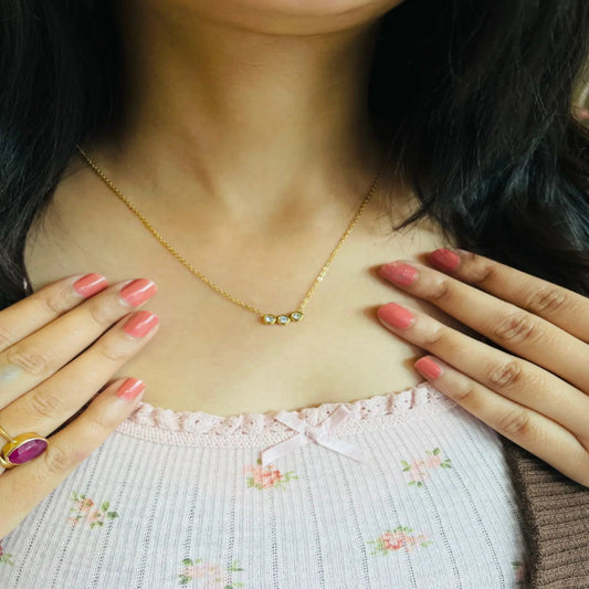 TRIO CRYSTAL MINIMAL NECKLACE | JP-NK-0002 | ANTI TARNISH | JALPARI