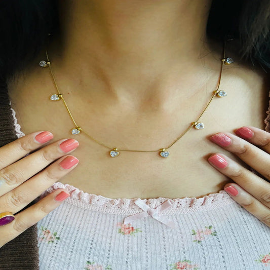 CRYSTAL HEART DROP NECKLACE | JP-NK-0010 | ANTI TARNISH | JALPARI