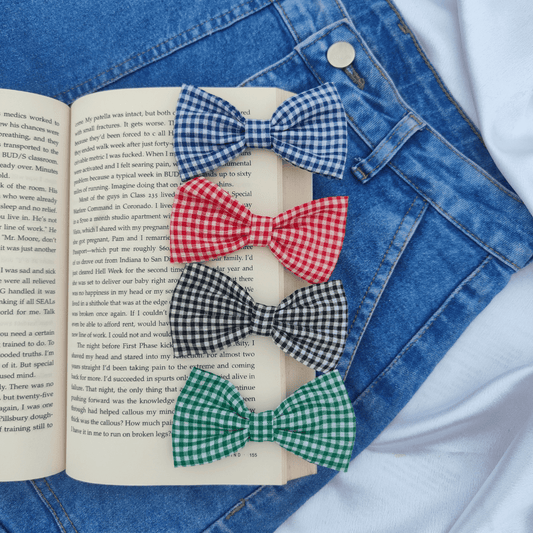 MINI BOWS | GINGHAM CHECK PRINTS | PACK OF 4 | COTTON FABRIC