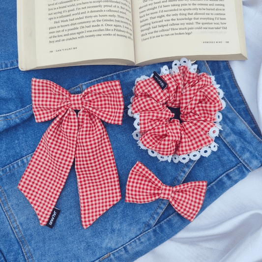RED AND WHITE GINGHAM COMBO | PACK OF 3 | COTTON FABRIC