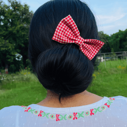 MINI BOWS | GINGHAM CHECK PRINTS | PACK OF 4 | COTTON FABRIC