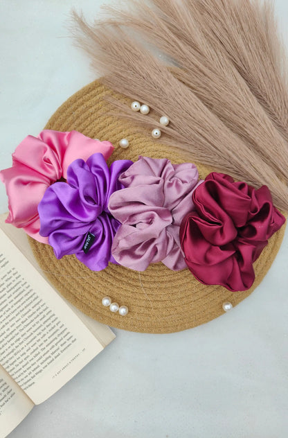 SCRUNCHIE COMBO |  MAGICAL MAUVES | PACK OF 4 | SATIN FABRIC