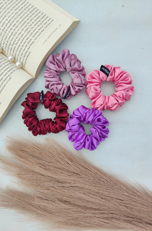 SCRUNCHIE COMBO |  MAGICAL MAUVES | PACK OF 4 | SATIN FABRIC