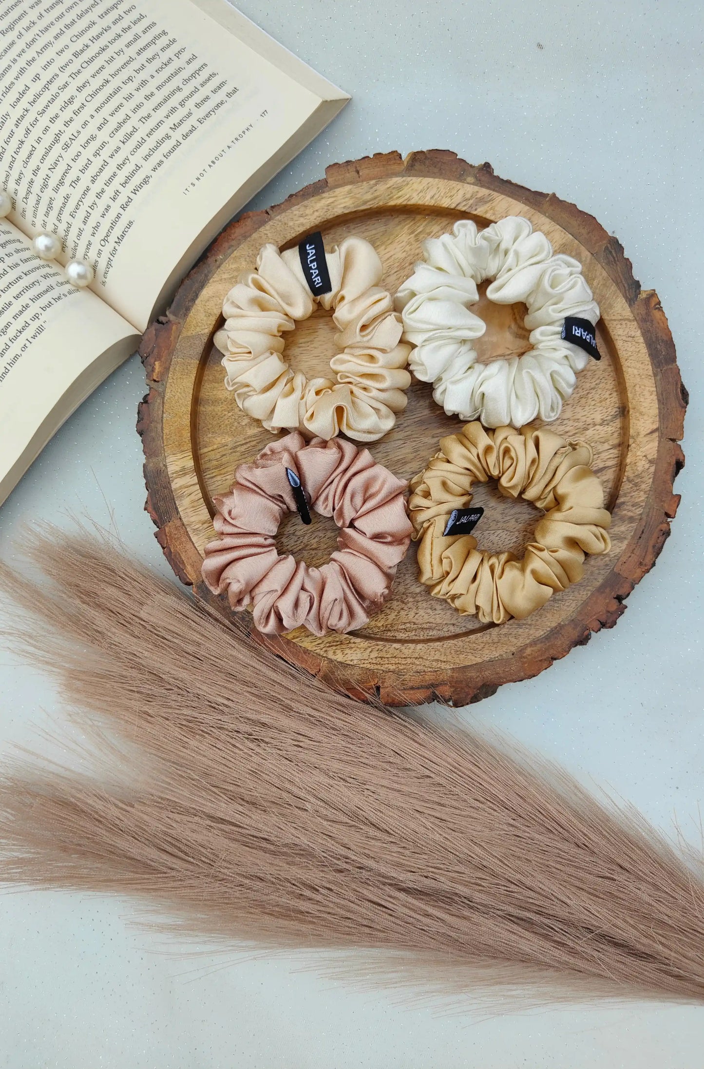 SCRUNCHIE COMBO |  NUDE SHADES | PACK OF 4 | SATIN FABRIC