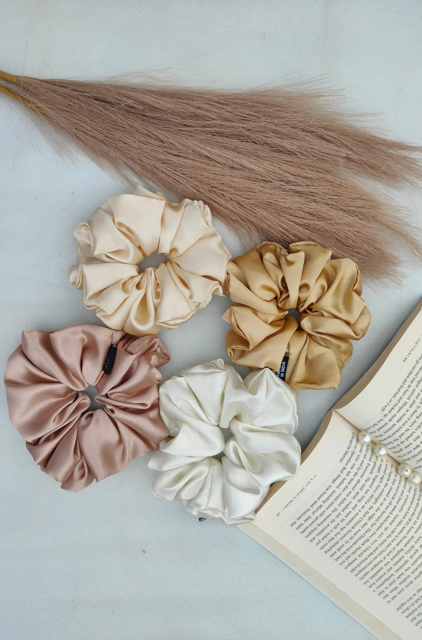 SCRUNCHIE COMBO |  NUDE SHADES | PACK OF 4 | SATIN FABRIC