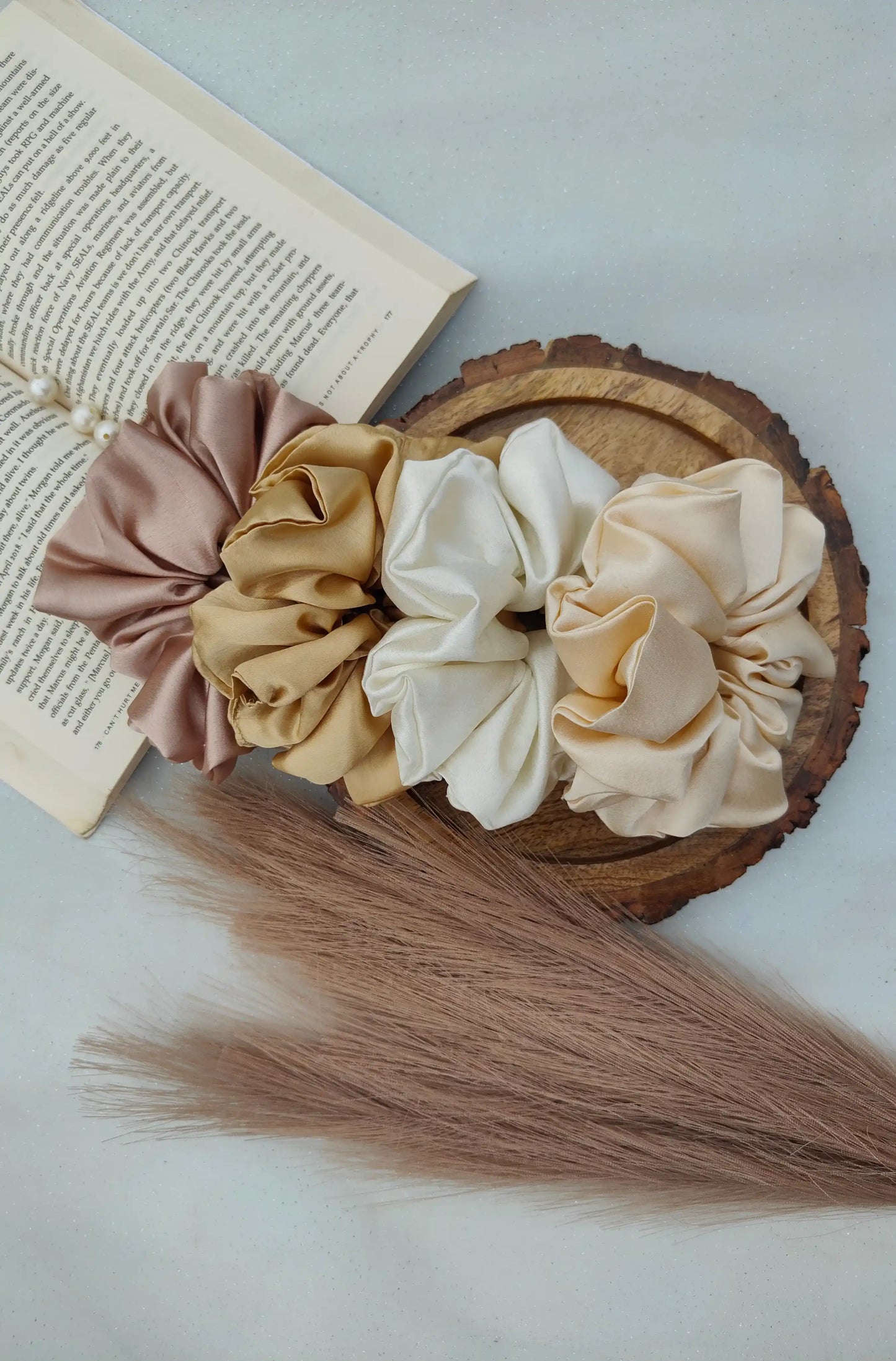 SCRUNCHIE COMBO |  NUDE SHADES | PACK OF 4 | SATIN FABRIC