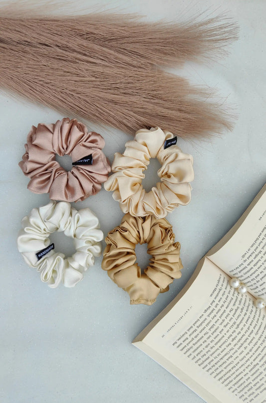 SCRUNCHIE COMBO |  NUDE SHADES | PACK OF 4 | SATIN FABRIC