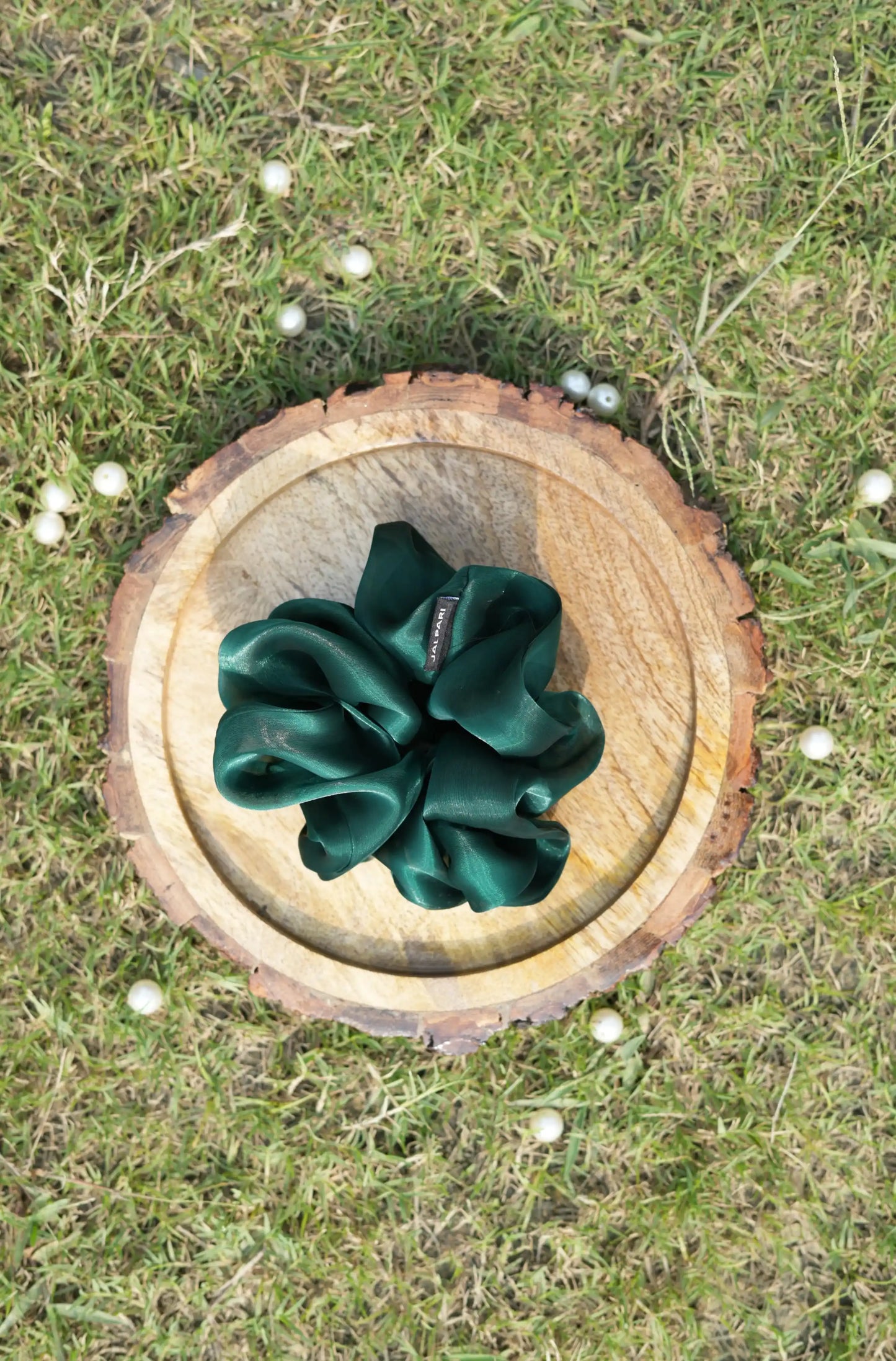 SCRUNCHIE |  DARK GREEN COLOUR  | JIMMY CHOO FABRIC