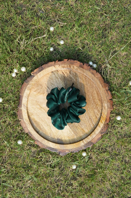 SCRUNCHIE |  DARK GREEN COLOUR  | JIMMY CHOO FABRIC