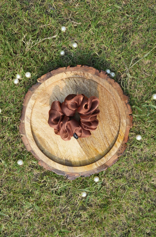 SCRUNCHIE |  METALLIC BRONZE COLOUR  | JIMMY CHOO FABRIC