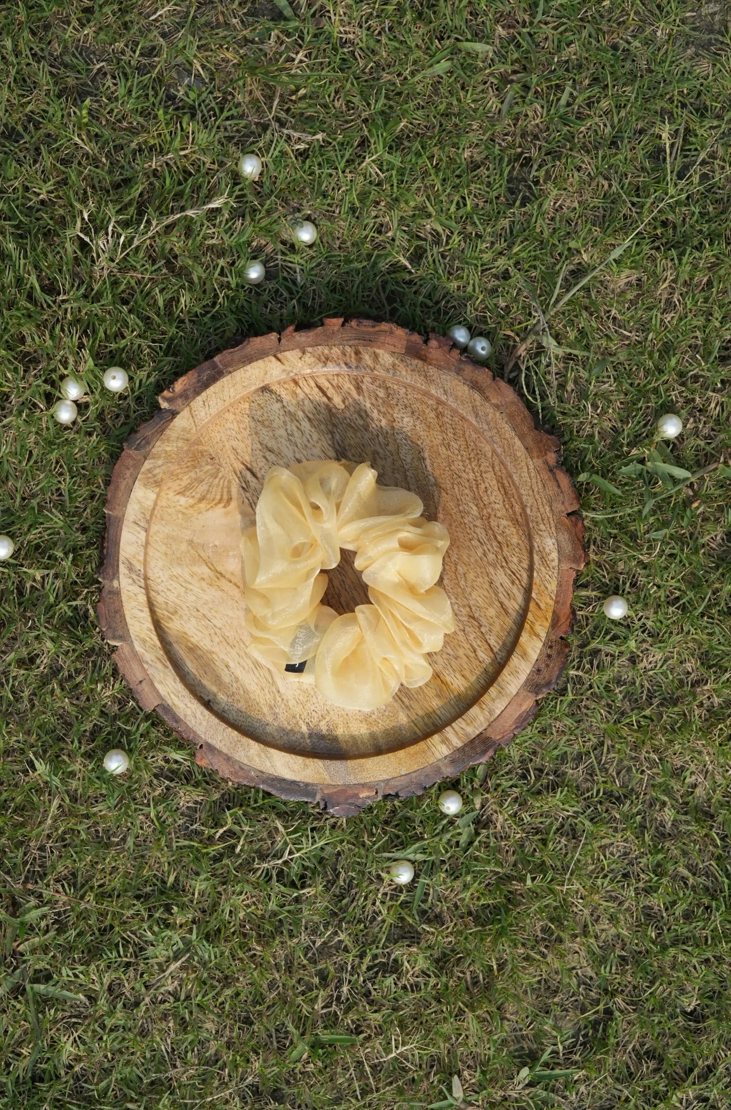 SCRUNCHIE |  CREAMY YELLOW COLOUR  | ORGANZA FABRIC